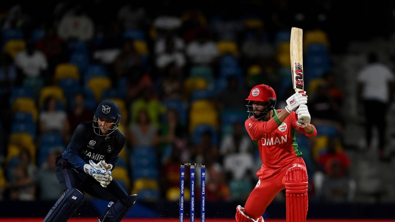 Khalid Kail held one end up amid a batting collapse, Namibia vs Oman, T20 World Cup 2024, Group B, Bridgetown, June 2, 2024