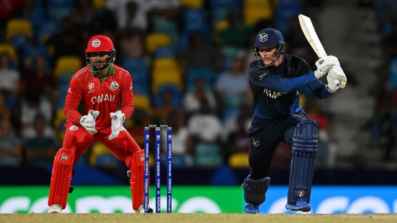 Gerard Erasmus faced a heavy dose of spin, Namibia vs Oman, T20 World Cup 2024, Group B, Bridgetown, June 2, 2024