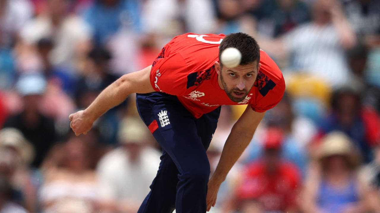 Mark Wood fires one down at Barbados, England vs Scotland, T20 World Cup, Barbados, June 4, 2024