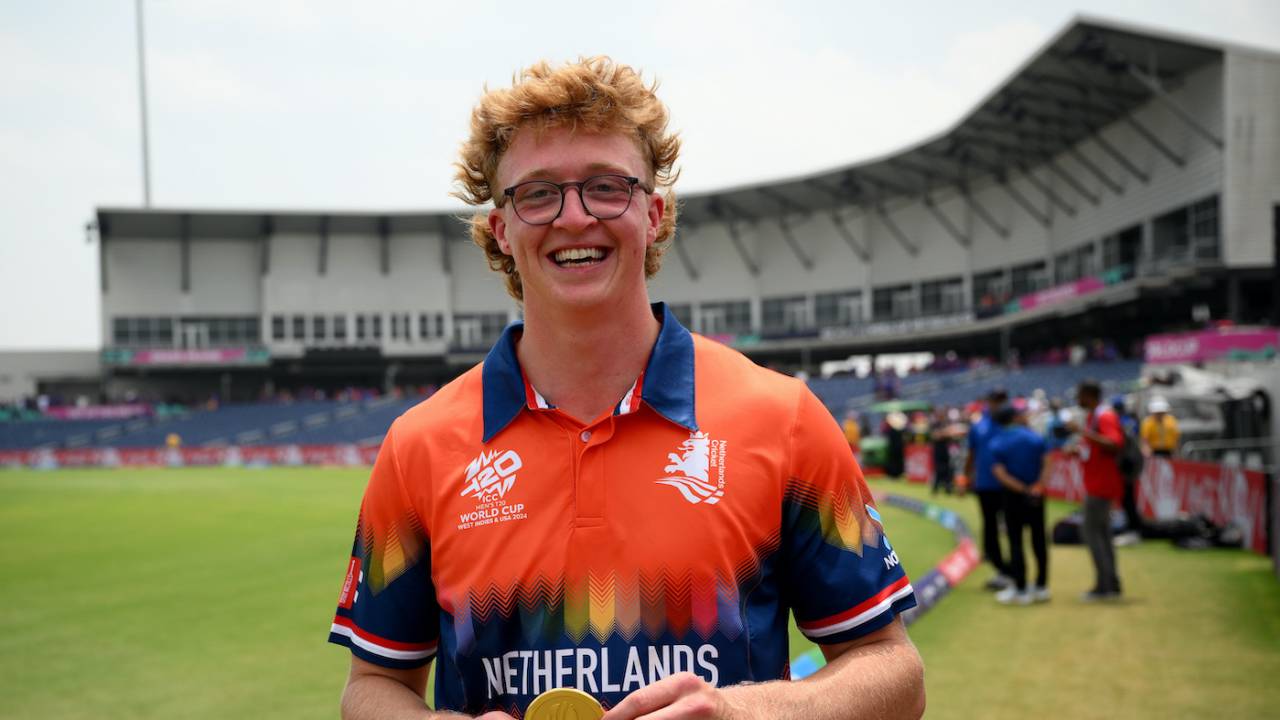 Tim Pringle's three-for earned him the Player-of-the-Match award, Nepal vs Netherlands, T20 World Cup, Dallas, June 4, 2024