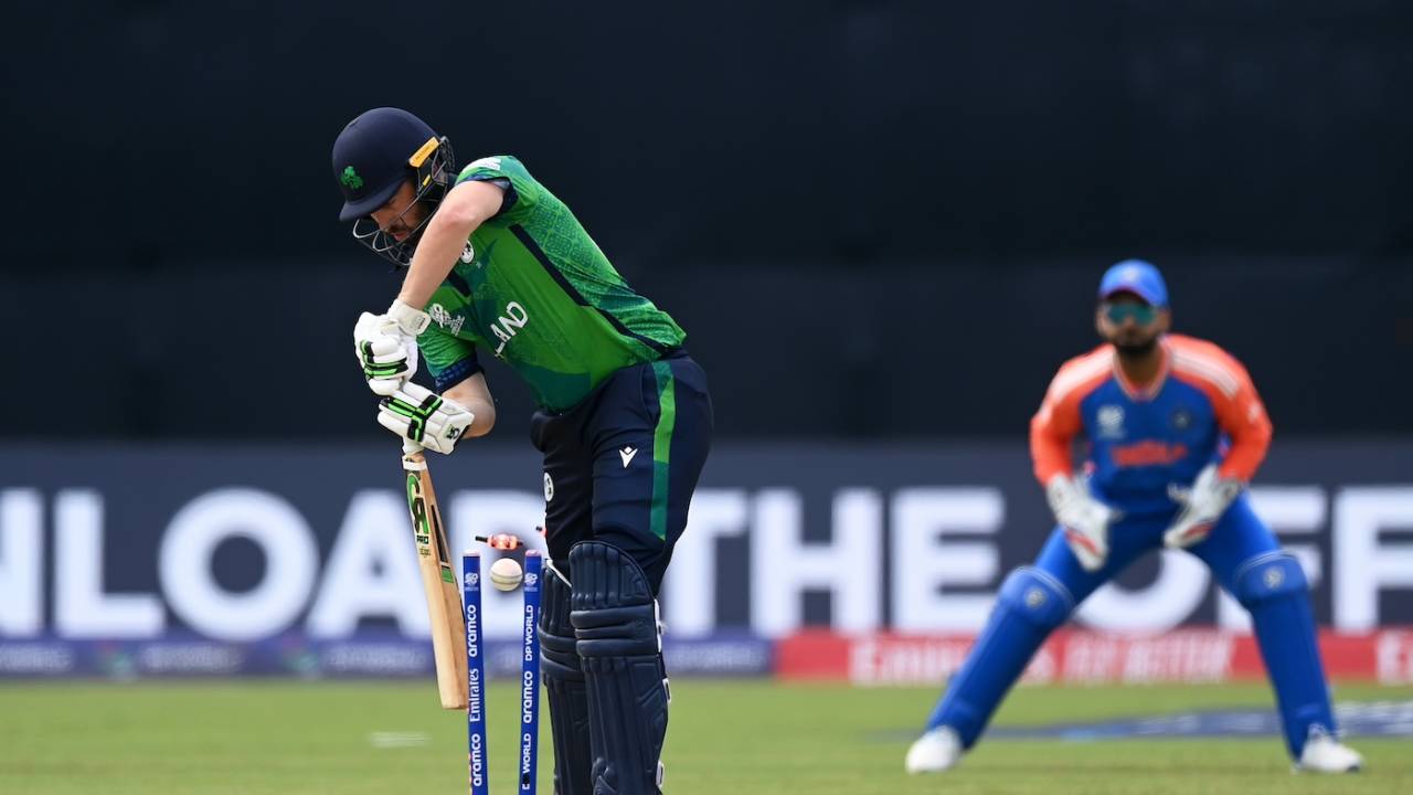 Andy Balbirnie is bowled, India vs Ireland, T20 World Cup, New York, June 5, 2024
