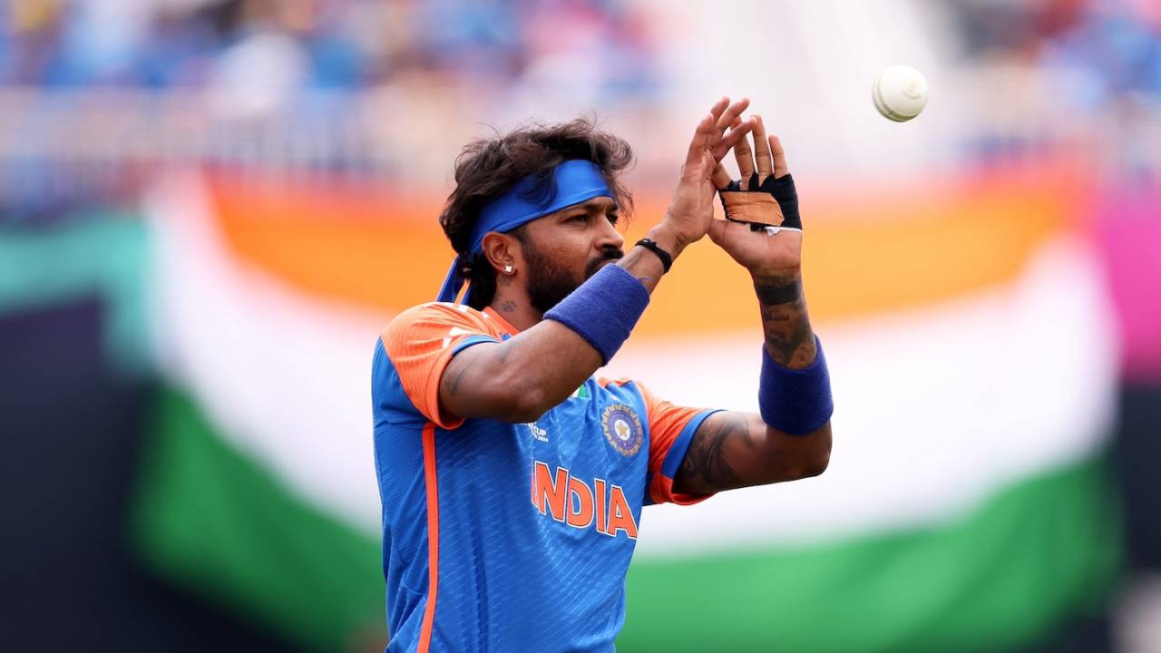 Hardik Pandya catches the ball, India vs Ireland, T20 World Cup, New York, June 5, 2024