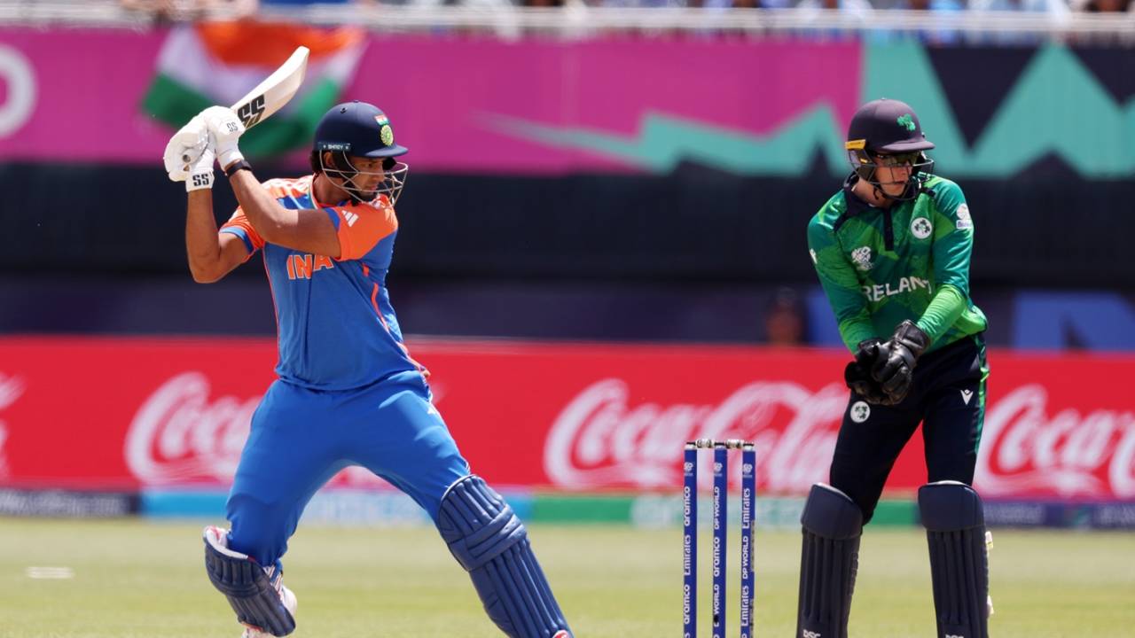 Shivam Dube cuts the ball, India vs Ireland, T20 World Cup, New York, June 5, 2024
