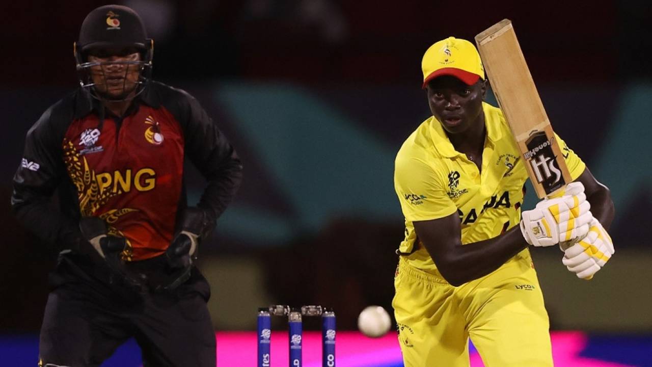 Juma Miyagi made crucial runs for Uganda in their small chase, Papua New Guinea vs Uganda, T20 World Cup, Providence, June 5, 2024