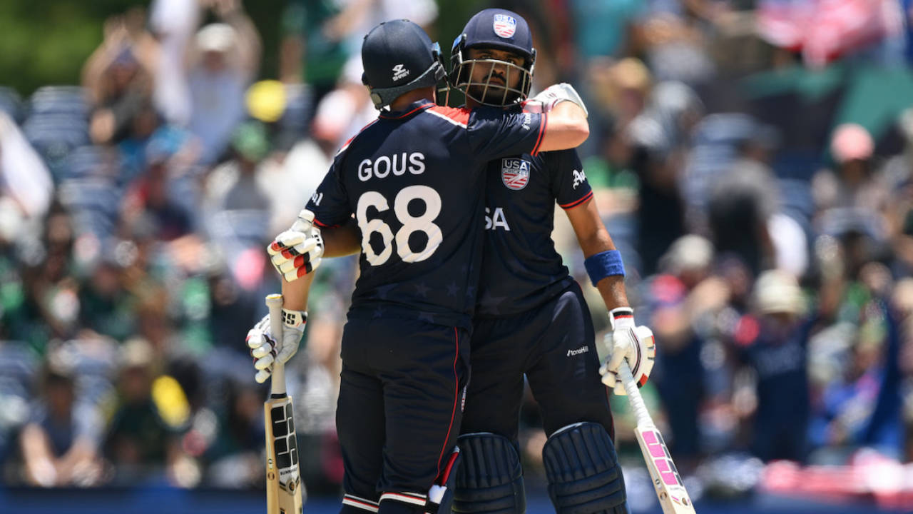 Monank Patel and Andries Gous were rarely troubled during their partnership, T20 World Cup 2024, USA vs Pakistan, Dallas, June 6 2024