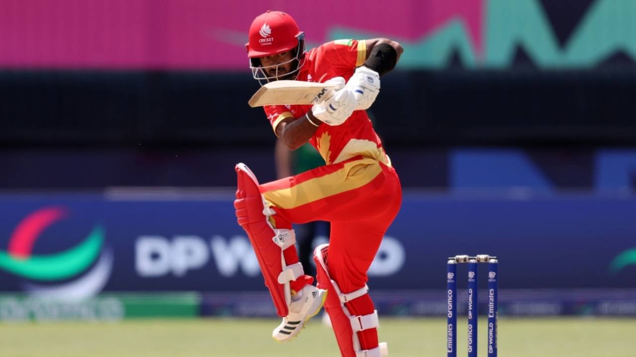 Shreyas Movva batted solidly after Canada slipped to 53 for 4, Canada vs Ireland, T20 World Cup 2024, New York, June 7, 2024