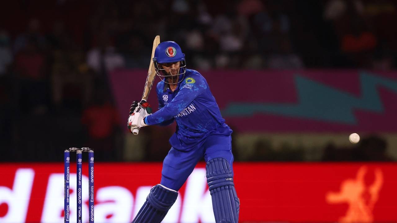 Azmatullah Omarzai hit two sixes and a four in his 13-ball stay, New Zealand vs Afghanistan, T20 World Cup 2024, Guyana, June 7, 2024