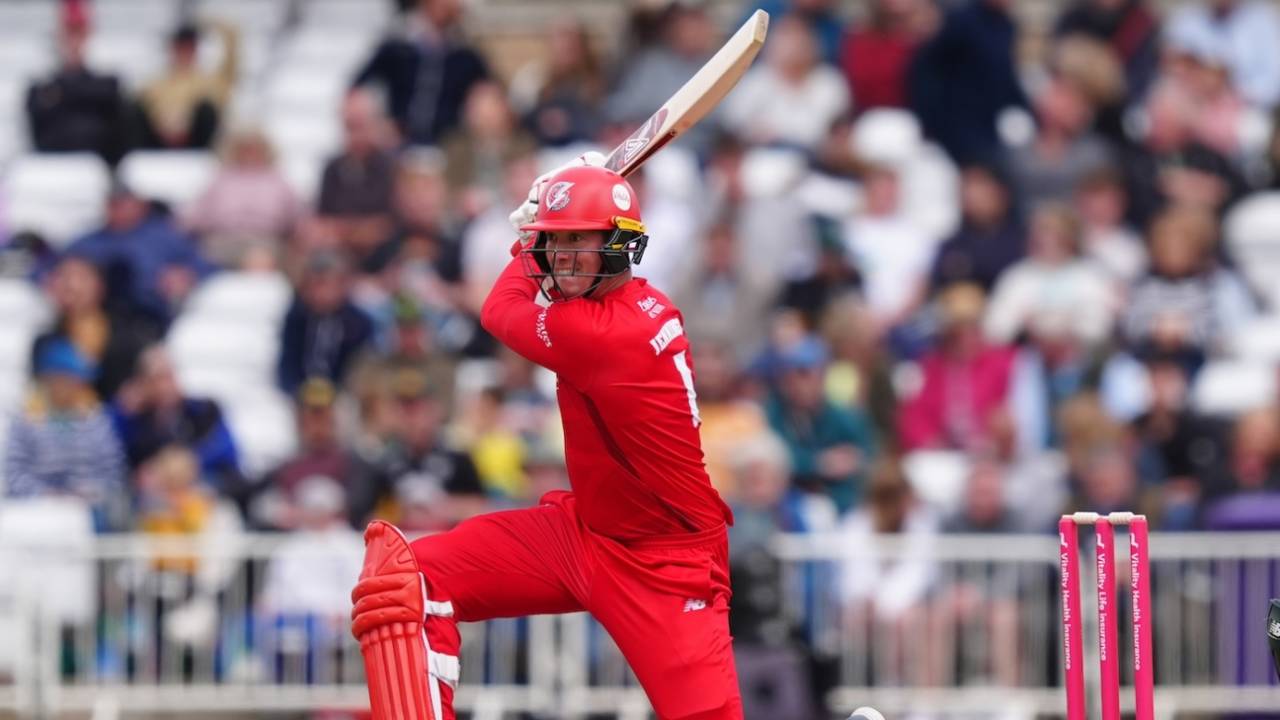 Keaton Jennings goes for the reverse sweep, Nottinghamshire vs Lancashire, Vitality Blast, June 9, 2024