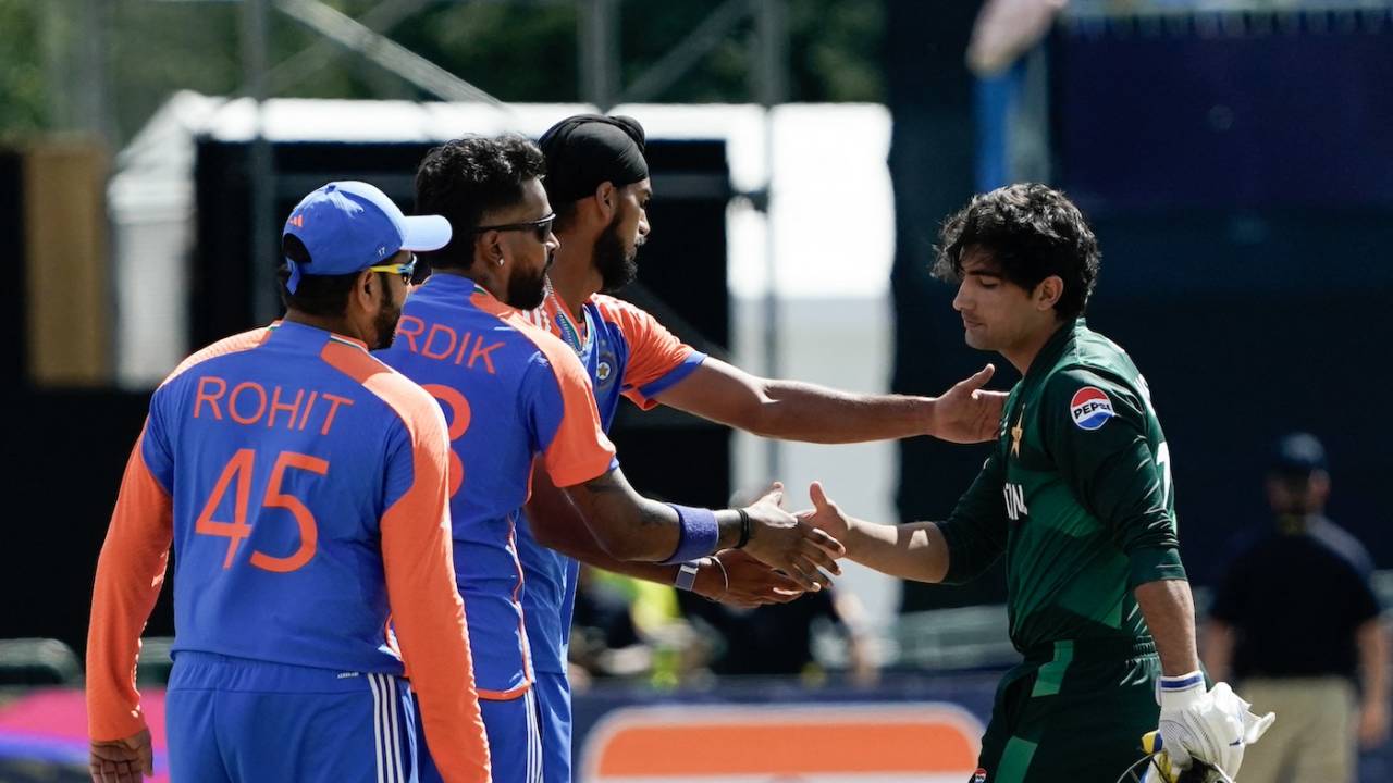 The Indian players console a distraught Naseem Shah after the game, India vs Pakistan, T20 World Cup 2024, New York, June 9, 2024