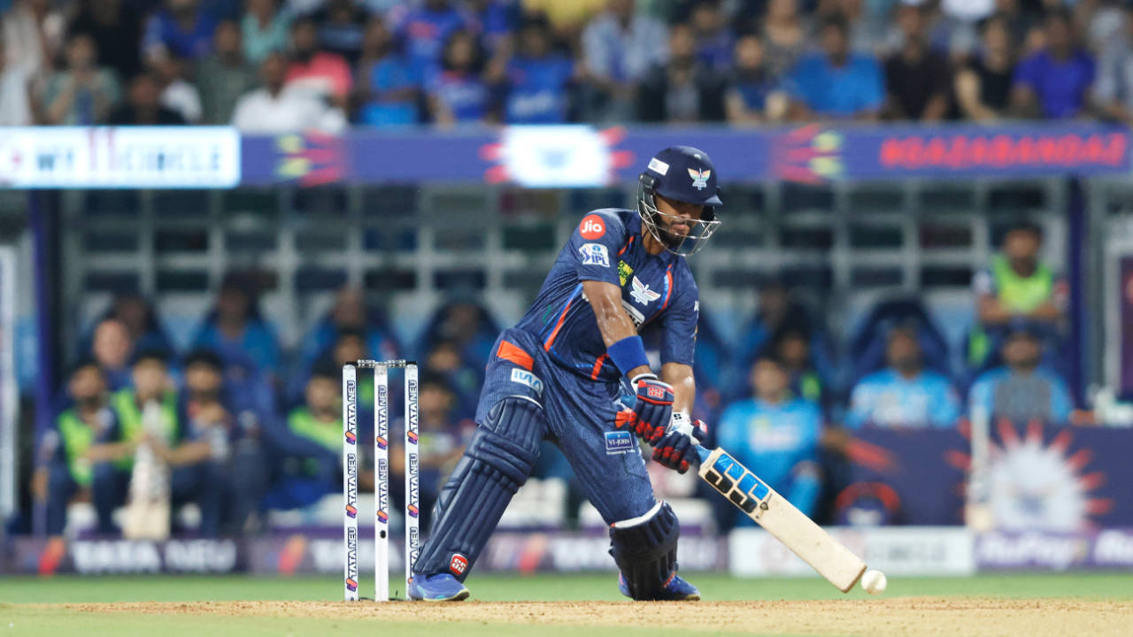Nicholas Pooran moves across the crease, Mumbai Indians vs Lucknow Super Giants, IPL 2024, Mumbai, May 17, 2024