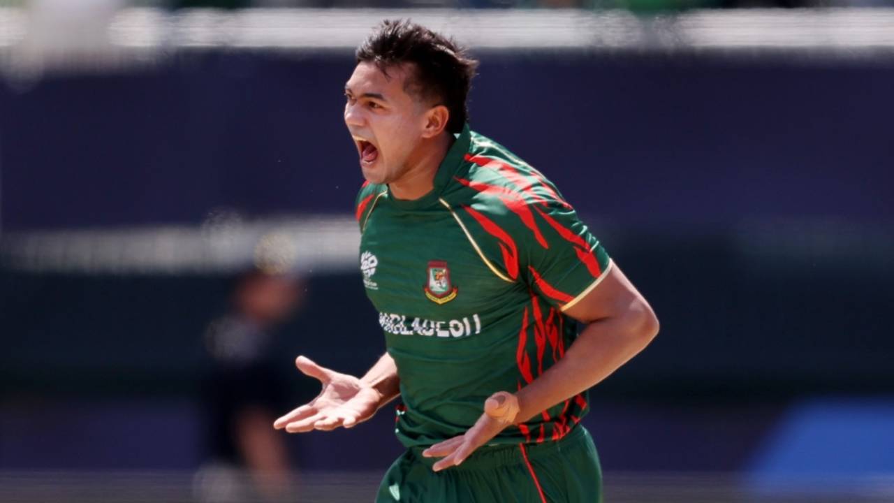 Taskin Ahmed roars in delight, Bangladesh vs South Africa, T20 World Cup 2024, New York, June 10, 2024