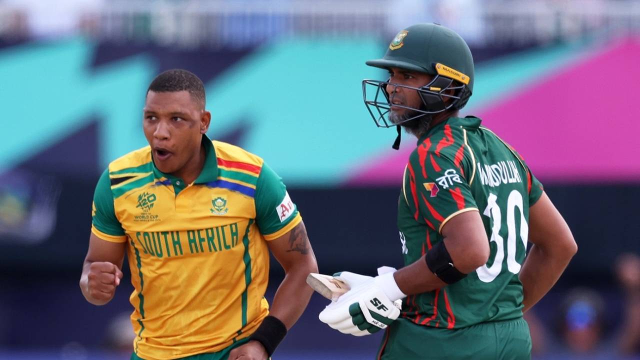 Ottneil Baartman thought he had Mamudullah's wicket only to be denied by DRS, Bangladesh vs South Africa, T20 World Cup 2024, New York, June 10, 2024