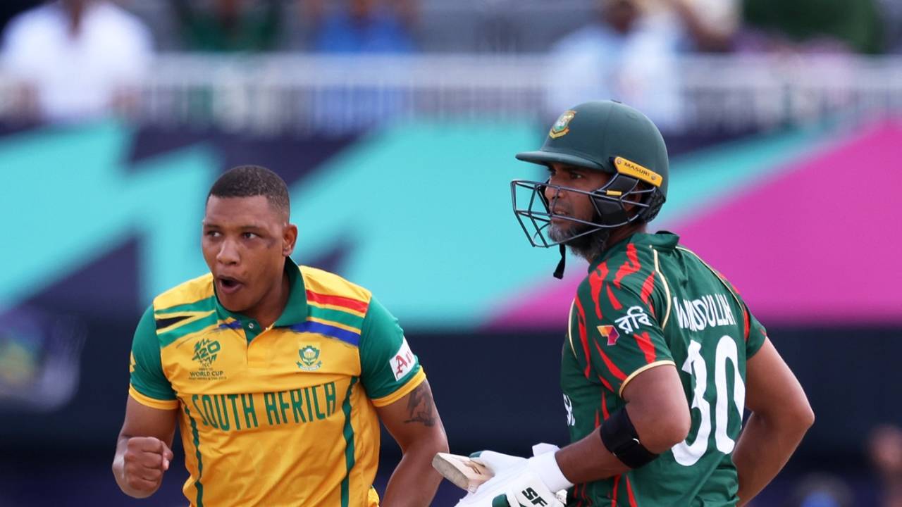 Ottneil Baartman thought he had Mamudullah's wicket only to be denied by DRS, Bangladesh vs South Africa, T20 World Cup 2024, New York, June 10, 2024
