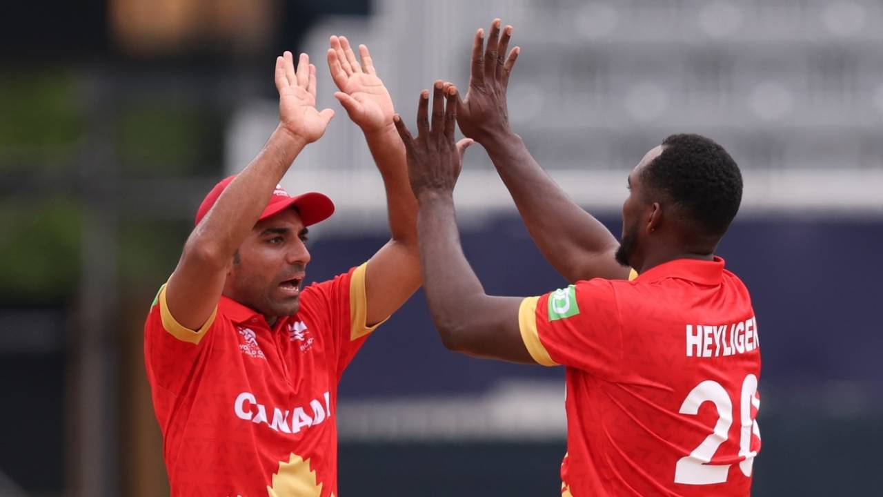 Dilon Heyliger got his second when he removed Babar Azam, Canada vs Pakistan, T20 World Cup 2024, New York, June 11, 2024