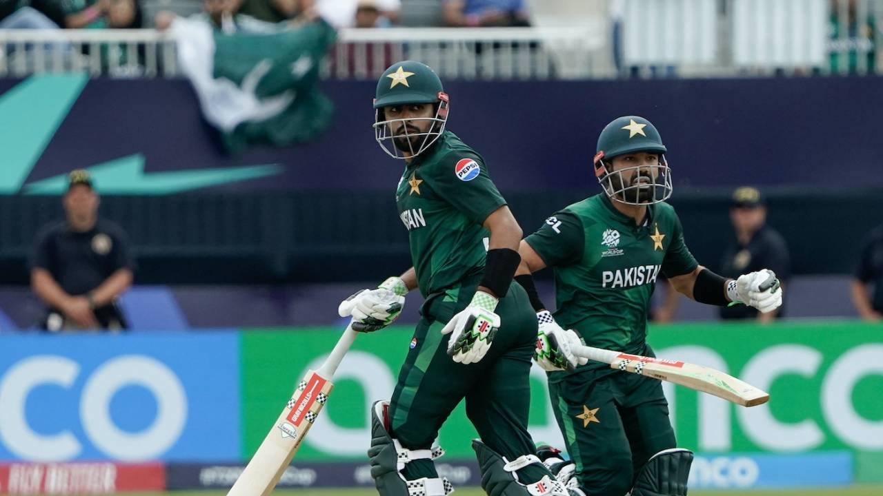 Babar Azam and Mohammad Rizwan added 63 off 62 balls for the second wicket, Canada vs Pakistan, T20 World Cup 2024, New York, June 11, 2024
