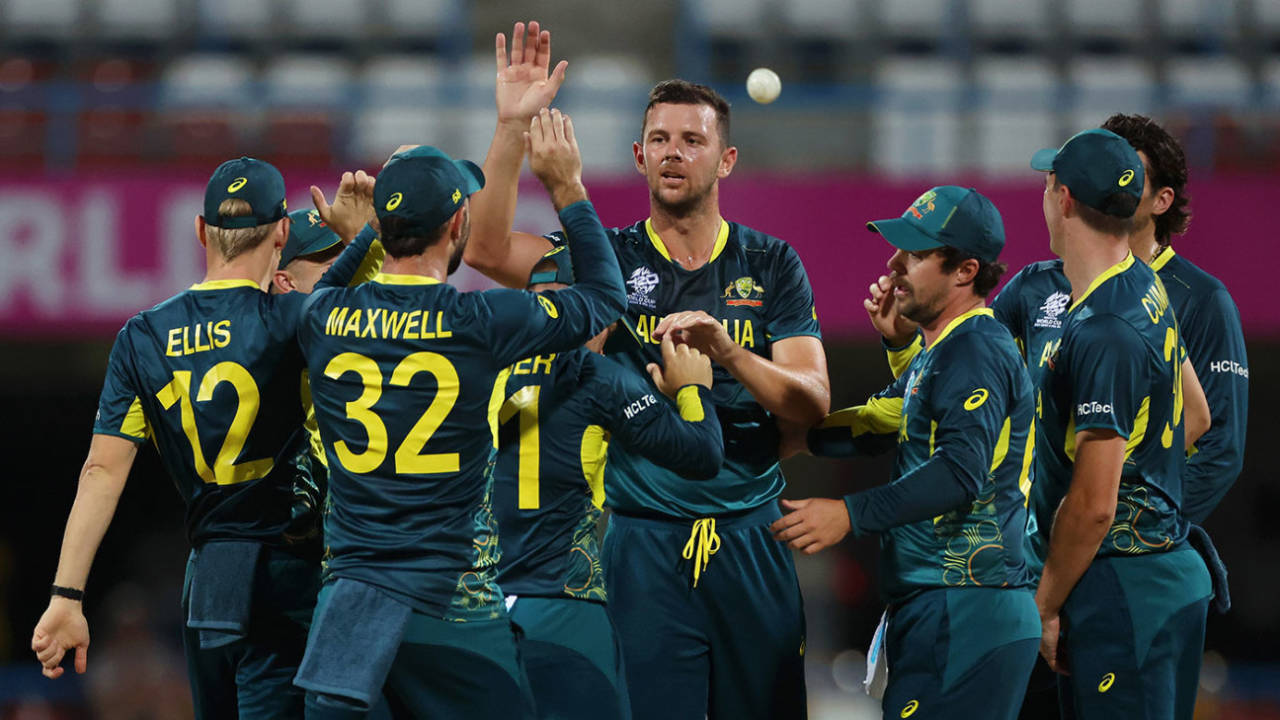 Josh Hazlewood was a tough proposition in the powerplay, Australia vs Namibia, T20 World Cup 2024, North Sound, June 11, 2024