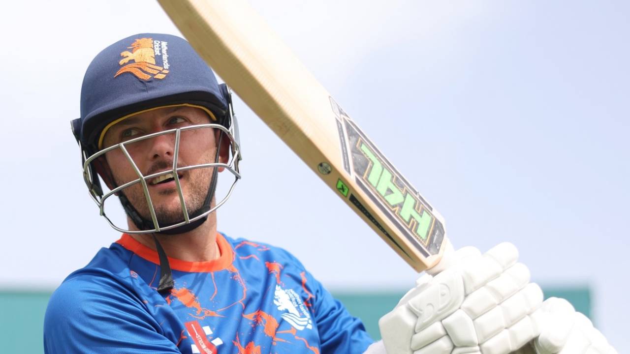 Wesley Barresi pads up during a training session, Kingstown, T20 World Cup 2024, June 12, 2024