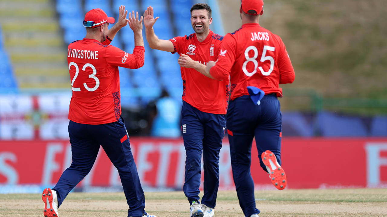 Mark Wood got in on the action with his first ball, England vs Oman, T20 World Cup, Group B, Antigua, June 13, 2024