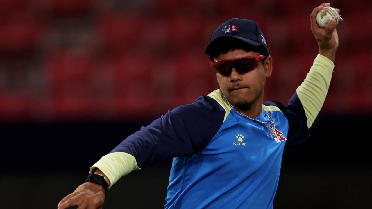 Pratis GC of Nepal attends a training session, T20 World Cup 2024, St Vincent, June 13, 2024