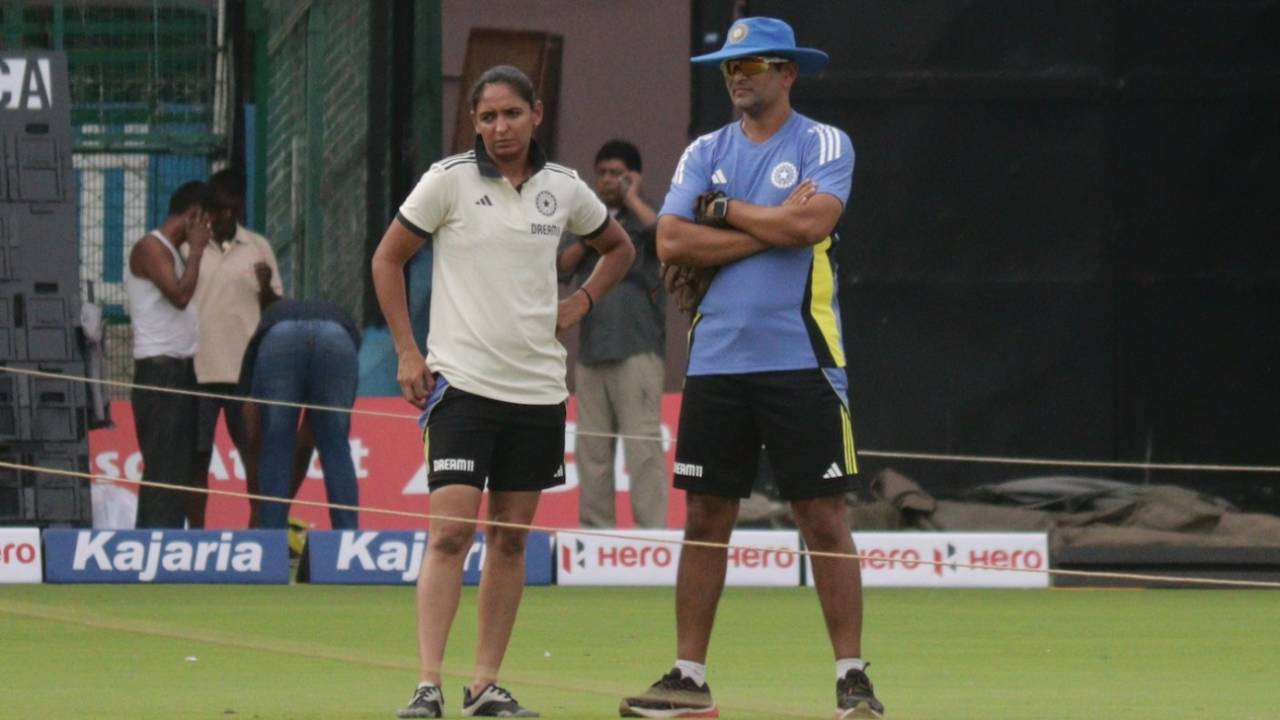 Harmanpreet Kaur and Amol Muzumdar keep an eye on the training, India vs South Africa, 1st women's ODI, Bengaluru, June 15, 2024