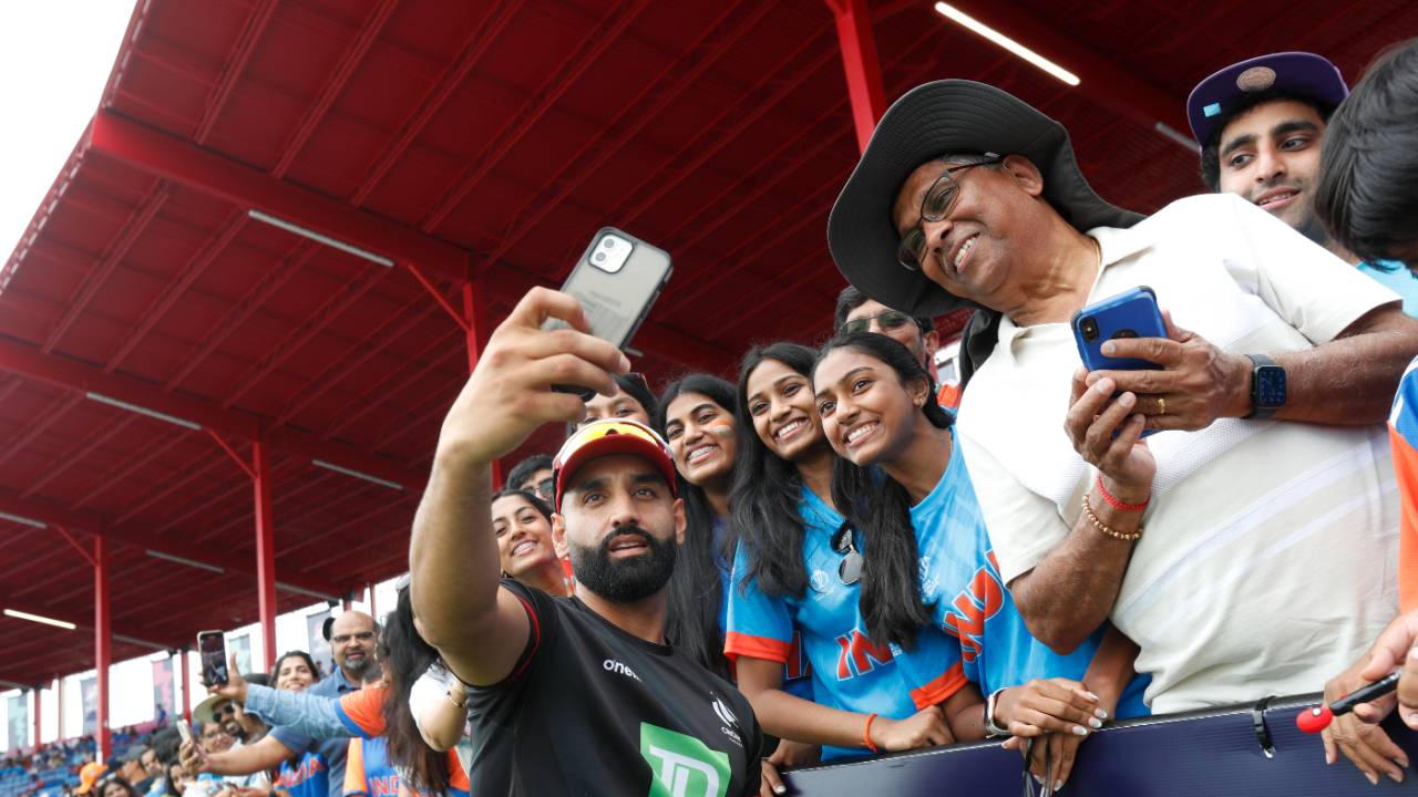 Canada's Ravinderpal Singh gives fans reasons to smile on an otherwise dreary day at the cricket, Canada vs India, T20 World Cup 2024, Group A, Lauderhill, June 15, 2024