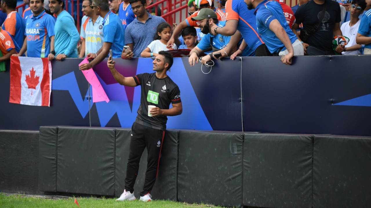 Saad Bin Zafar takes a photograph to remember the World Cup by, Canada vs India, T20 World Cup 2024, Lauderhill, June 15, 2024