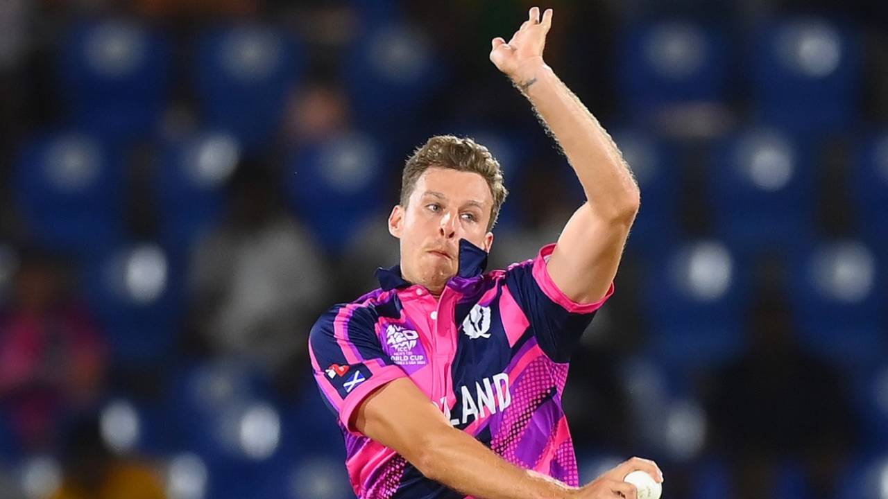 Brad Wheal struck on his second ball to dismiss David Warner, Australia vs Scotland, T20 World Cup 2024, Gros Islet, June 15, 2024