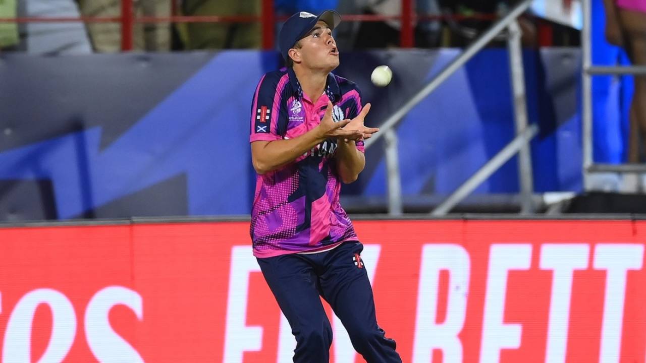Substitute Charlie Tear caught a Mitchell Marsh out in the deep, Australia vs Scotland, T20 World Cup 2024, Gros Islet, June 15, 2024