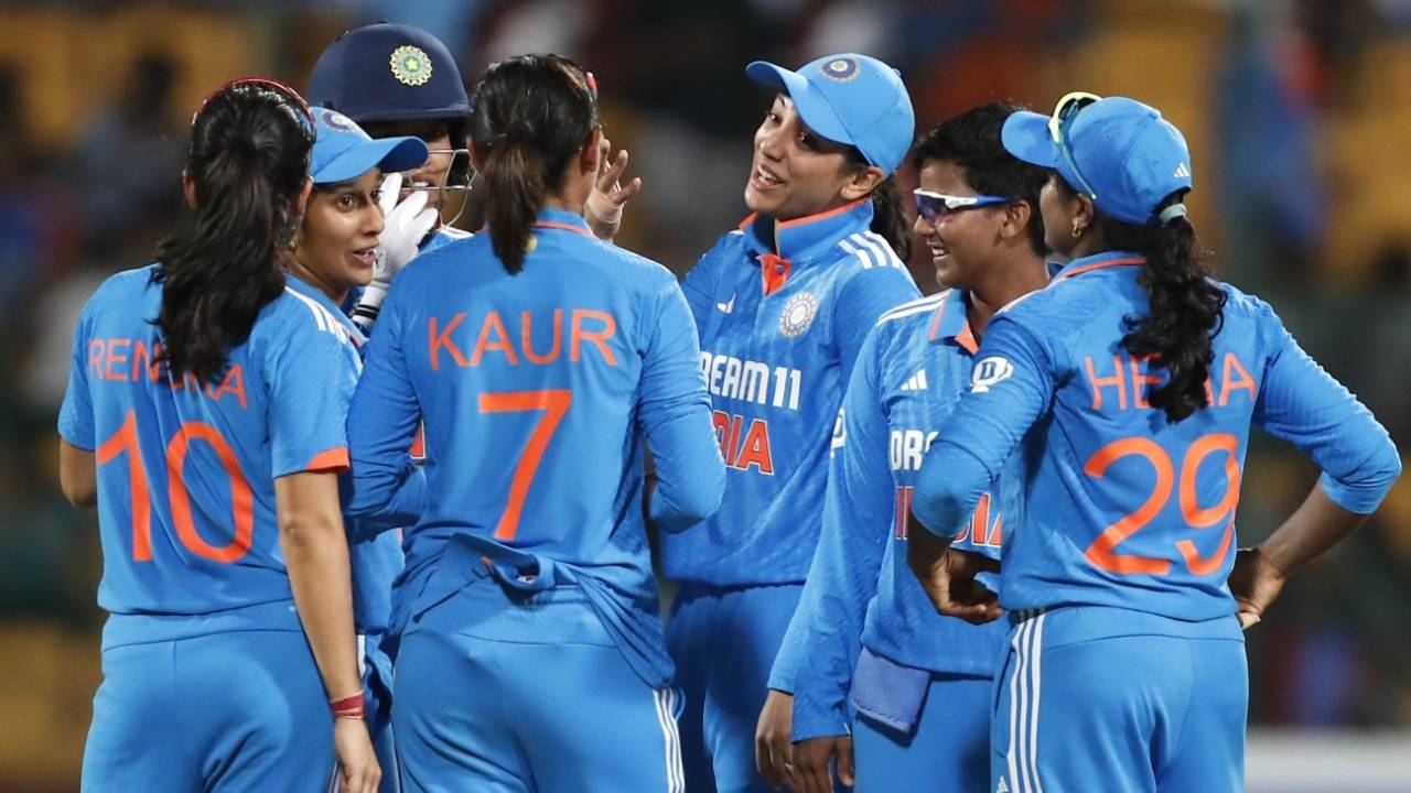 All smiles in the Indian camp after scoring a 143-run victory over South Africa, India vs South Africa, 1st women's ODI, Bengaluru, June 16, 2024