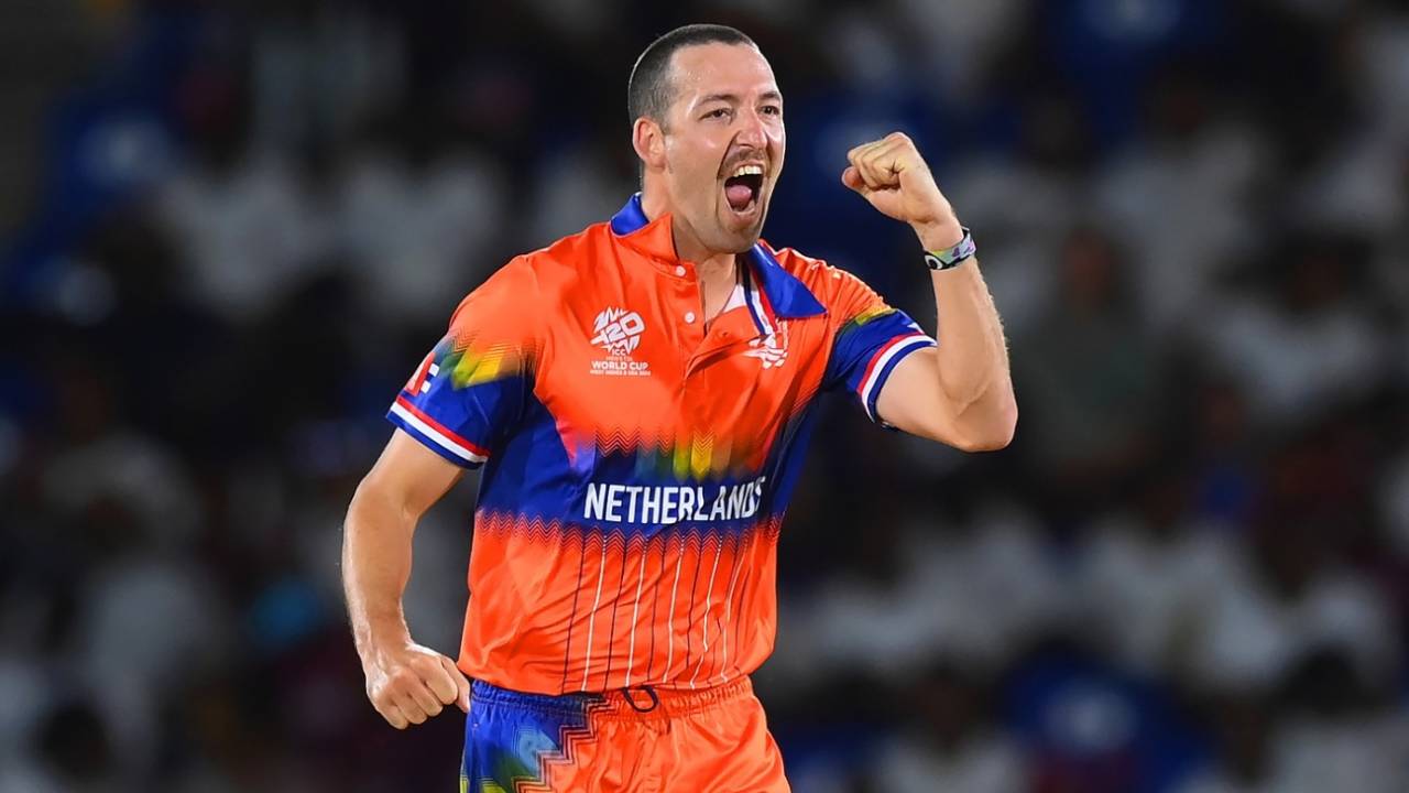 Paul van Meekeren struck in his first over for Netherlands, Netherlands vs Sri Lanka, T20 World Cup 2024, Gros Islet, June 16, 2024