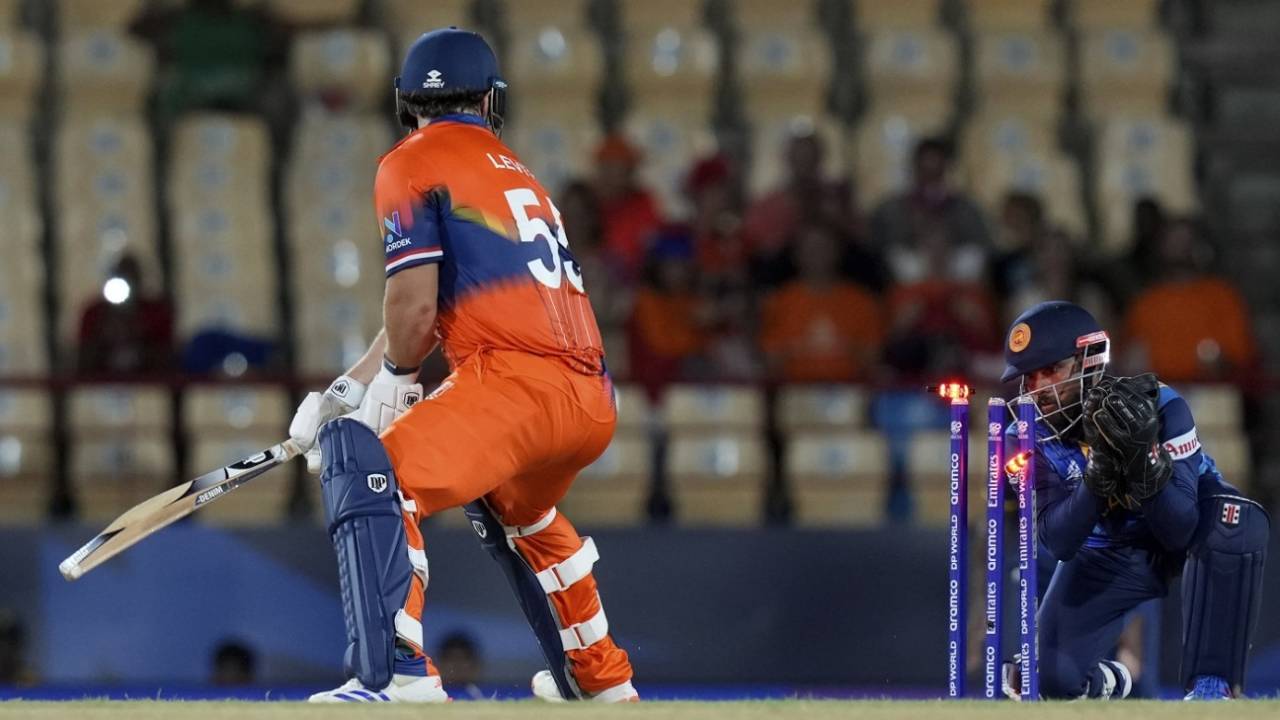 Michael Levitt was stumped for 31, Netherlands vs Sri Lanka, T20 World Cup 2024, Gros Islet, June 16, 2024