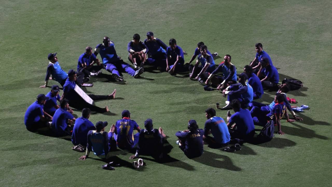 The Nepal team gets together after a winless but promising campaign, Bangladesh vs Nepal, T20 World Cup 2024, Kingstown, June 16, 2024