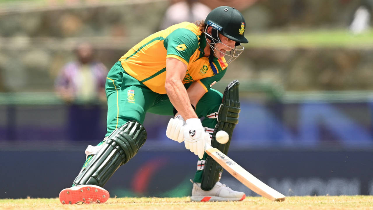Tristan Stubbs takes the venom out of a yorker, USA vs South Africa, T20 World Cup 2024, North Sound, June 19, 2024