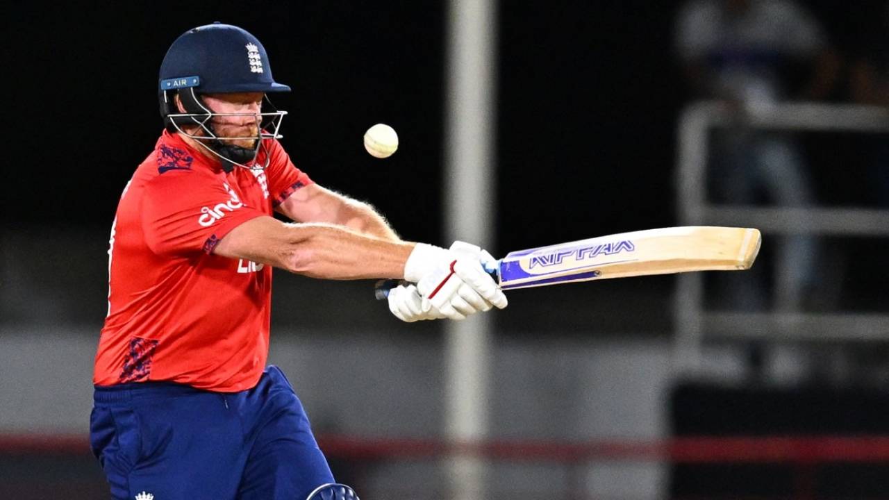 Jonny Bairstow winds up for a big hit, West Indies vs England, T20 World Cup 2024, Super Eight, Gros Islet, June 19, 2024