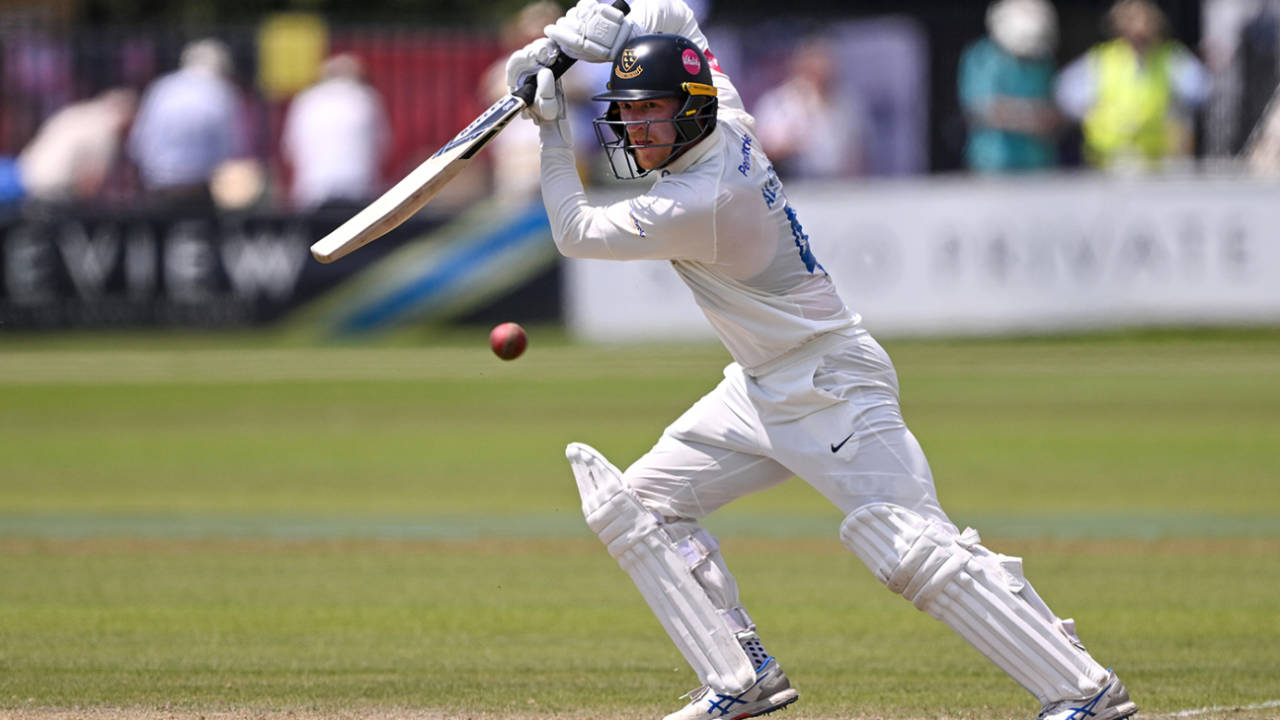 Tom Alsop drives on his way to 81 not out, Sussex vs Leicestershire, County Championship, Division Two, Hove, June 25, 2024