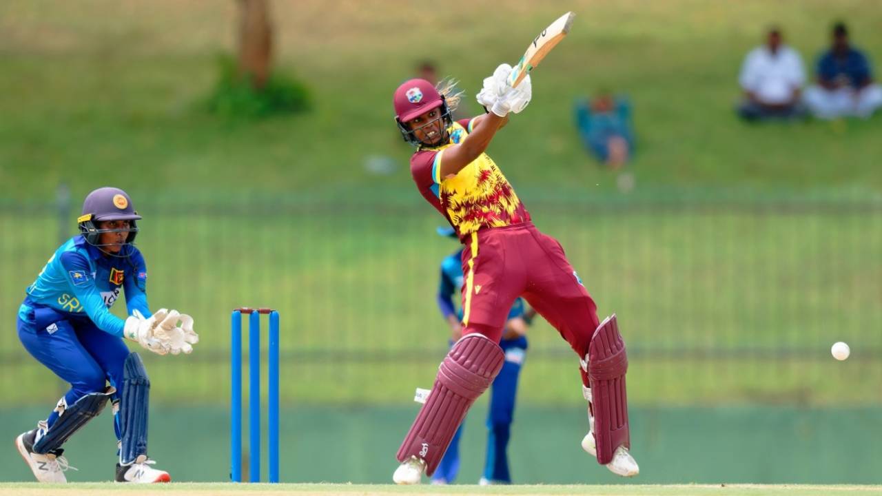 Hayley Matthews hits one off the back foot, Sri Lanka vs West Indies, 2nd women's T20I, Hambantota, June 26, 2024