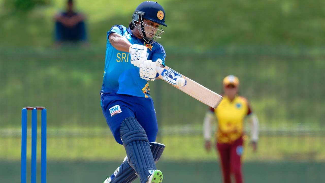Chamari Athapaththu shapes up for a pull, Sri Lanka vs West Indies, 2nd women's T20I, Hambantota, June 26, 2024