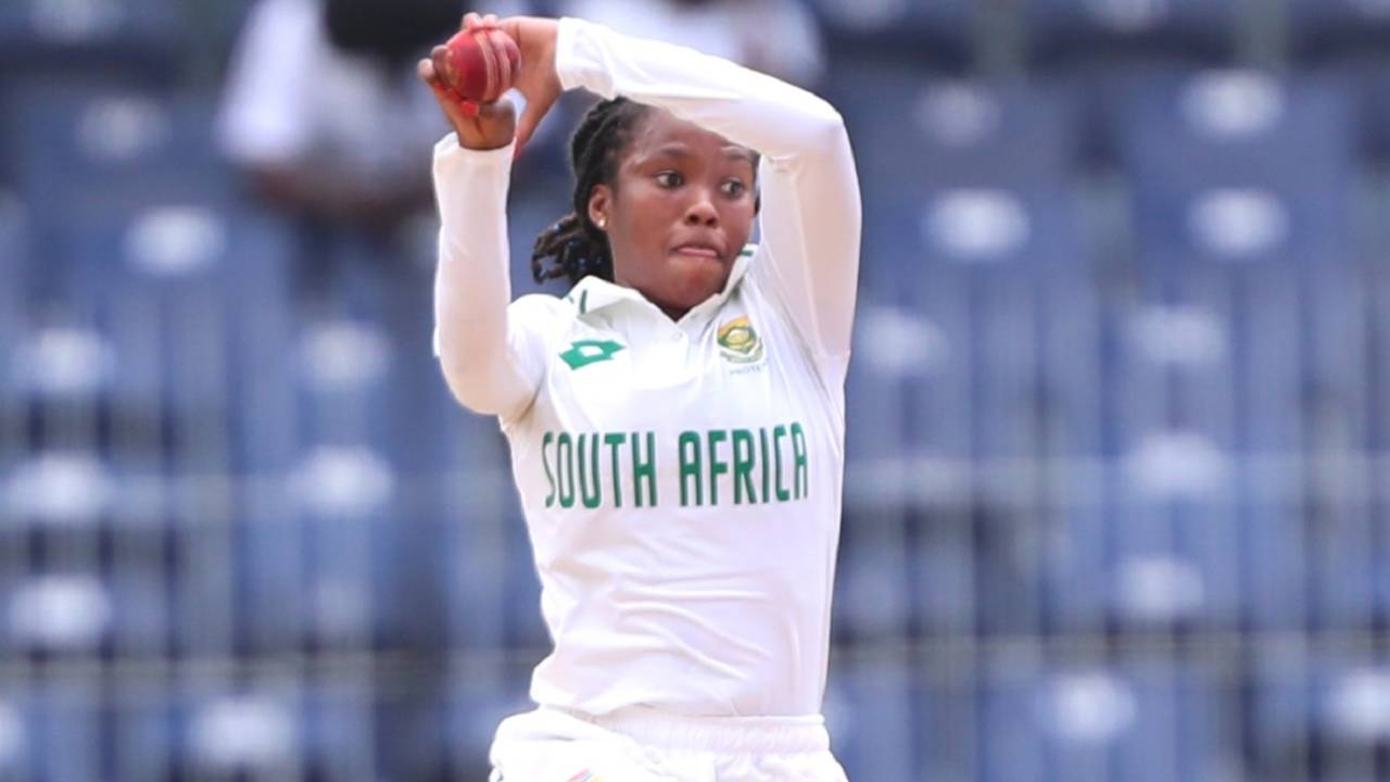 Tumi Sekhukhune conceded 40 runs in her first seven overs, India vs South Africa, Only Women's Test, 1st day, Chennai, June 28, 2024