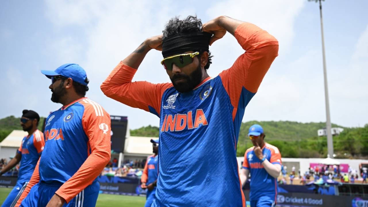 Ravindra Jadeja gets his battle gear in place, Australia vs India, T20 World Cup Super Eight, Gros Islet, June 24, 2024