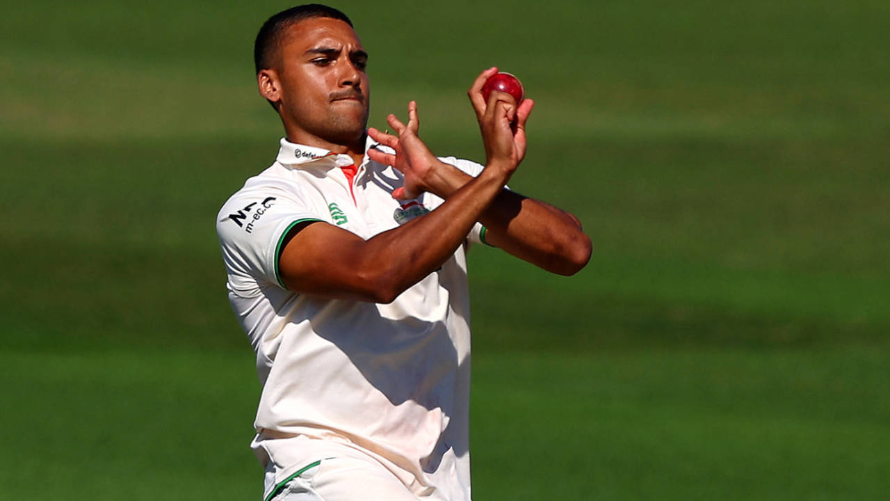 Ben Mike leaps into his delivery stride, LV= Insurance County Championship, Division Two, Sussex vs Leicestershire, Hove, July 14, 2022