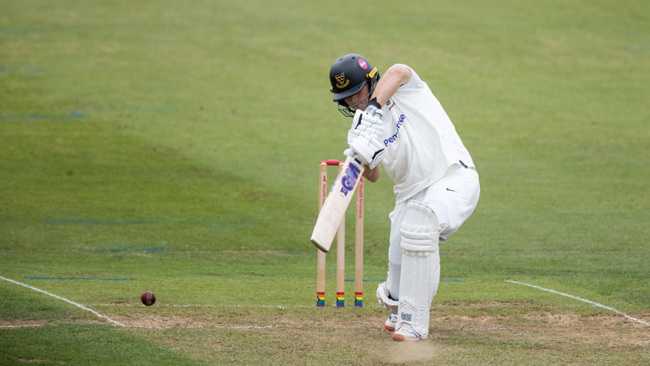 James Coles gets forward to drive, Northamptonshire vs Sussex, County Championship, Division Two, Wantage Road, July 1, 2024
