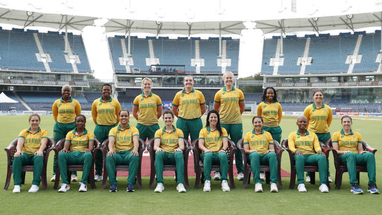 South Africa, captained by Laura Wolvaardt, pose for a picture ahead of the final game of their India tour, India vs South Africa, 3rd Women's T20I, Chennai, July 9, 2024
