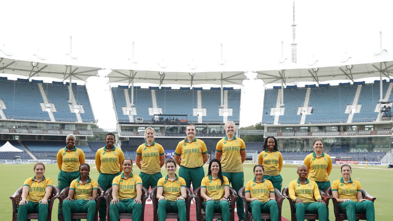 South Africa, captained by Laura Wolvaardt, pose for a picture ahead of the final game of their India tour, India vs South Africa, 3rd Women's T20I, Chennai, July 9, 2024