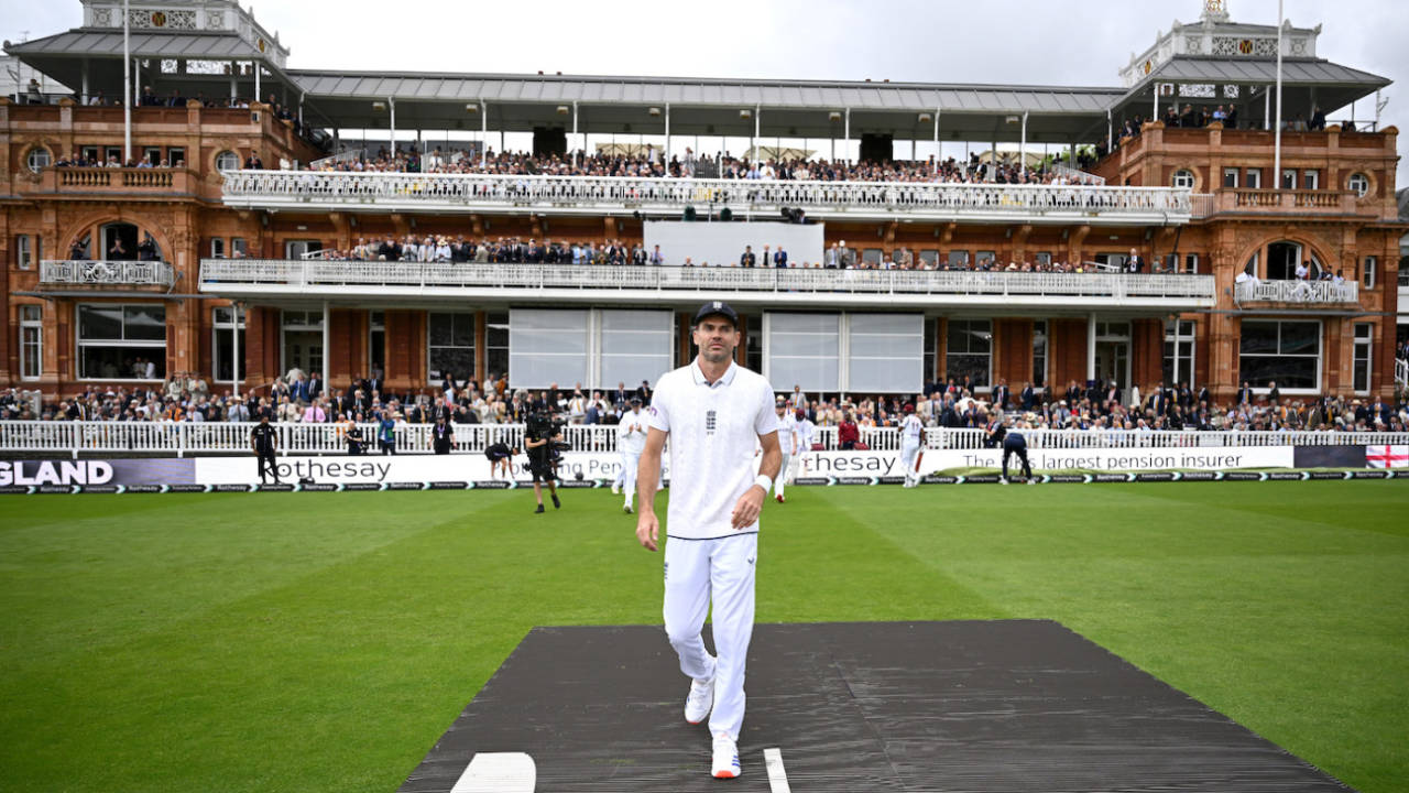 James Anderson walks out to open the bowling in a Test for one last time, England vs West Indies, 1st Test, Lord's, 1st day, July 10, 2024
