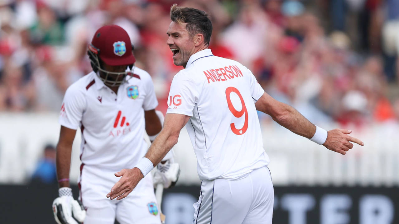 James Anderson's inswinger knocked over Kraigg Brathwaite, England vs West Indies, 1st Men's Test, Lord's, 2nd day, July 11, 2024