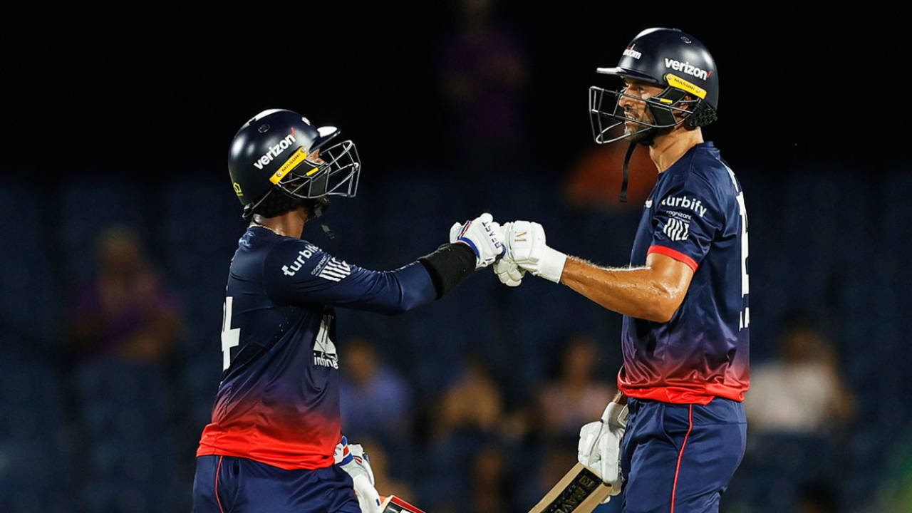Obus Pienaar (right) and Lahiru Milantha guided Washington's chase, Seattle Orcas vs Washington Freedom, MLC, Dallas, July 11, 2024