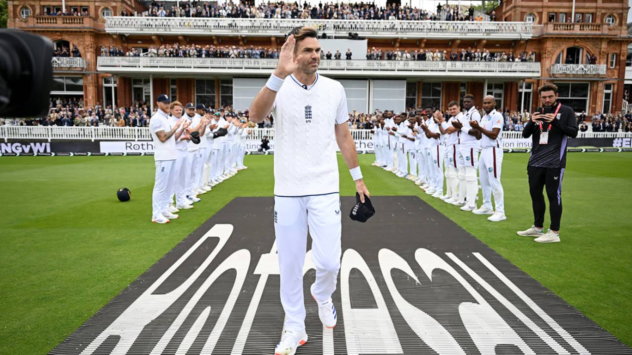 James Anderson acknowledges the crowd's ovation, England vs West Indies, 1st Men's Test, Lord's, 3rd day, July 12, 2024