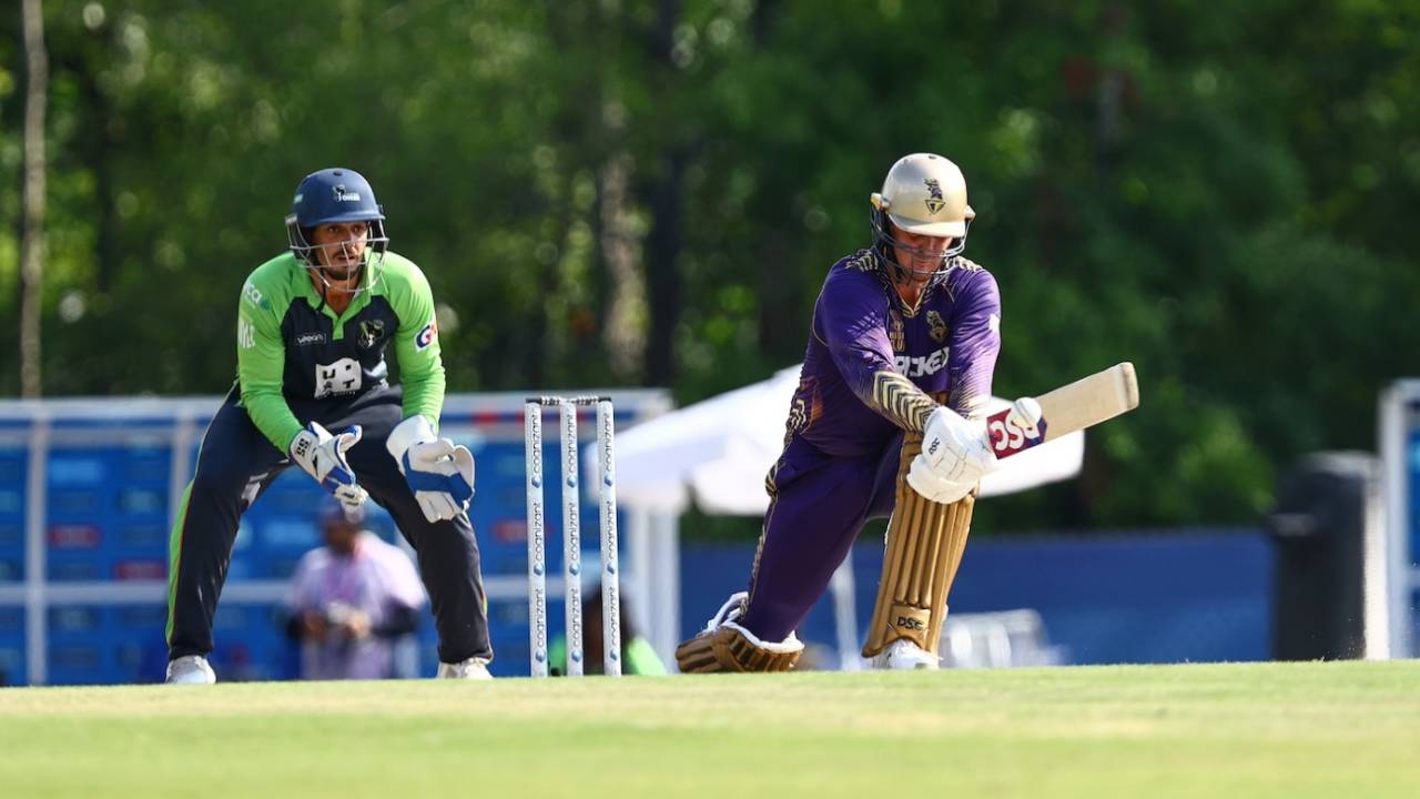 Jason Roy reverse sweeps as Quinton de Kock watches, Seattle Orcas vs Los Angeles Knight Riders, MLC, Morrisville, July 17, 2024
