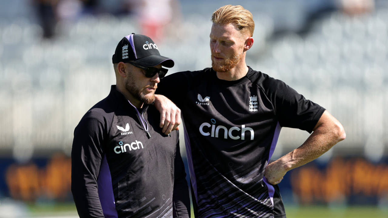Ben Stokes and Brendon McCullum chat before the start of the Trent Bridge Test, England vs West Indies, 2nd Test, Trent Bridge, 1st day, July 18, 2024
