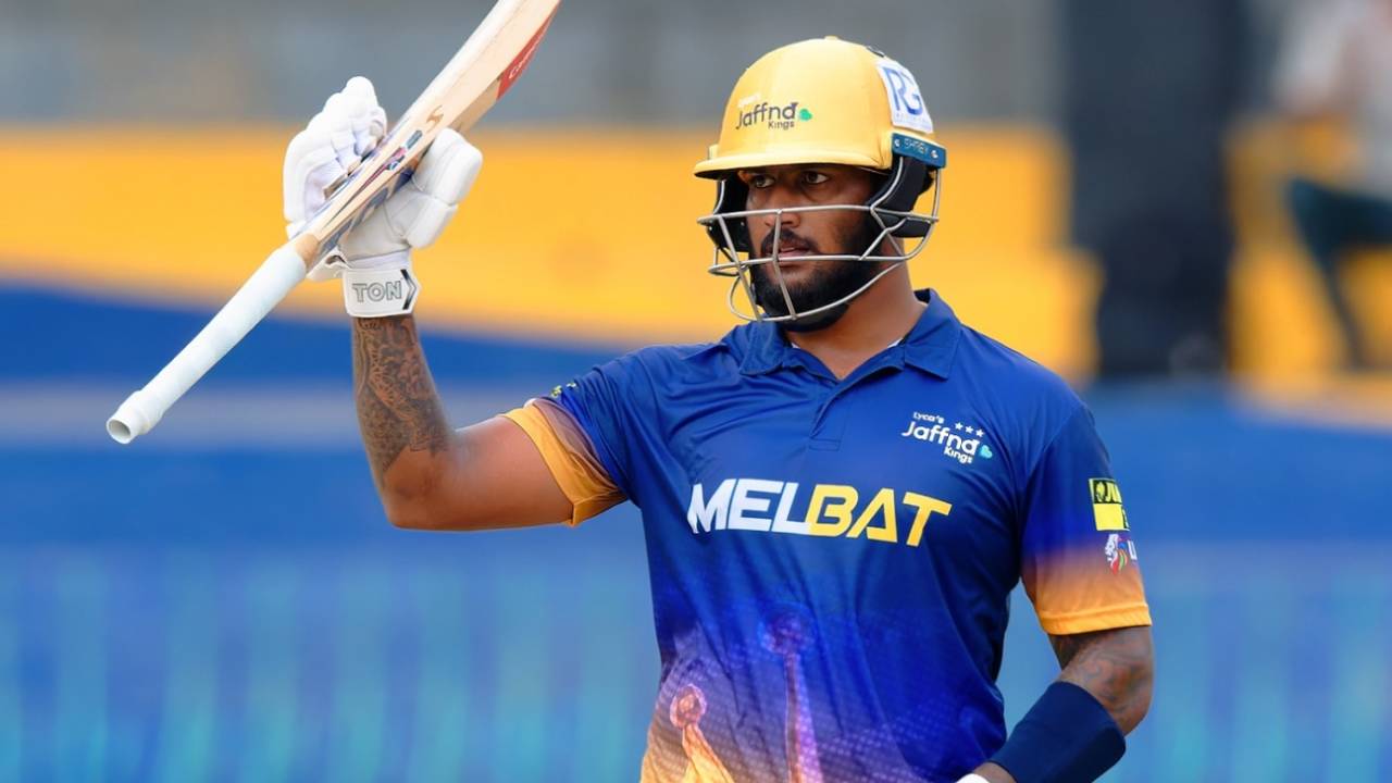 Avishka Fernando celebrates his half-century, Galle Marvels vs Jaffna Kings, Qualifier 1, Lanka Premier League, Colombo, July 18, 2024